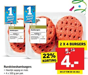 Aanbiedingen Rundvleeshamburgers - Huismerk - Lidl - Geldig van 24/01/2017 tot 30/07/2017 bij Lidl