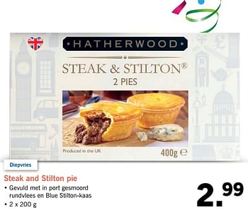 Aanbiedingen Steak and stilton pie - Hatherwood - Geldig van 24/01/2017 tot 30/07/2017 bij Lidl