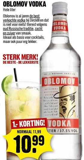 Aanbiedingen Oblomov vodka - Oblomov - Geldig van 23/07/2017 tot 30/07/2017 bij Dirk III