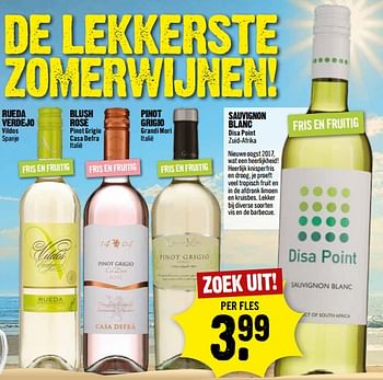 Aanbiedingen Sauvignon blanc disa point - Witte wijnen - Geldig van 23/07/2017 tot 30/07/2017 bij Dirk III
