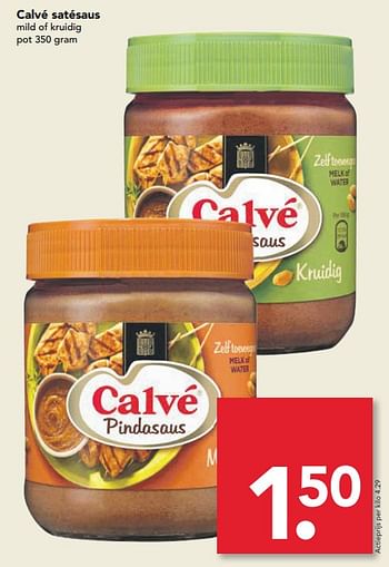 Aanbiedingen Calvé satésaus mild of kruidig - Calve - Geldig van 23/07/2017 tot 30/07/2017 bij Deen Supermarkten