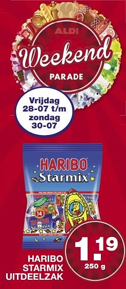Aanbiedingen Haribo starmix uitdeelzak - Haribo - Geldig van 23/07/2017 tot 30/07/2017 bij Aldi