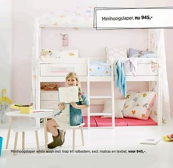 Aanbiedingen Minihoogslaper white wash - Huismerk - Babypark - Geldig van 23/07/2017 tot 26/08/2017 bij Babypark