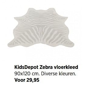 Aanbiedingen Kidsdepot zebra vloerkleed - KidsDepot  - Geldig van 23/07/2017 tot 26/08/2017 bij Babypark