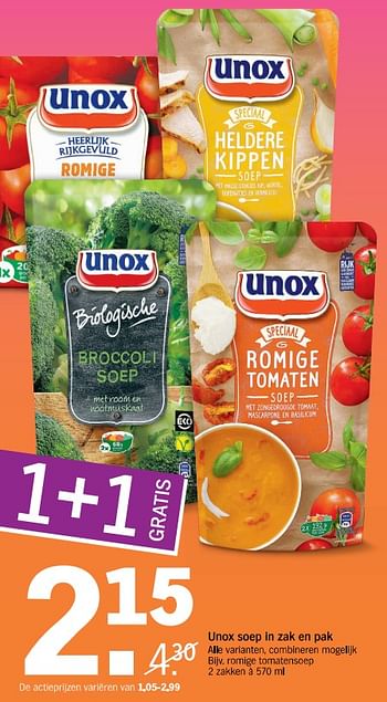 Aanbiedingen Unox soep in zak en pak - Unox - Geldig van 22/07/2017 tot 29/07/2017 bij Albert Heijn
