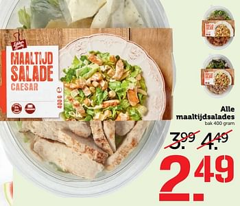 Aanbiedingen Alle maaltijdsalades - Huismerk - Coop - Geldig van 24/07/2017 tot 30/07/2017 bij Coop