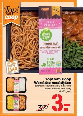 Aanbiedingen Top! van coop wereldse maaltijden - Huismerk - Coop - Geldig van 24/07/2017 tot 30/07/2017 bij Coop