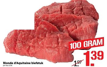 Aanbiedingen Blonde d`aquitaine biefstuk - Huismerk - Coop - Geldig van 24/07/2017 tot 30/07/2017 bij Coop