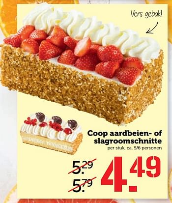 Aanbiedingen Coop aardbeien- of slagroomschnitte - Huismerk - Coop - Geldig van 24/07/2017 tot 30/07/2017 bij Coop