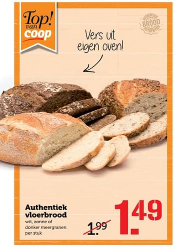 Aanbiedingen Authentiek vloerbrood - Huismerk - Coop - Geldig van 24/07/2017 tot 30/07/2017 bij Coop