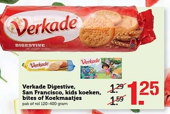 Aanbiedingen Verkade digestive, san francisco, kids koeken, bites of koekmaatjes - Verkade - Geldig van 24/07/2017 tot 30/07/2017 bij Coop