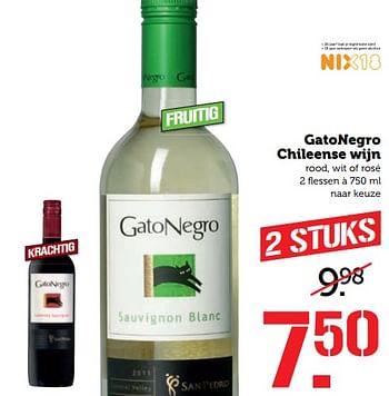 Aanbiedingen Gatonegro chileense wijn - Rode wijnen - Geldig van 24/07/2017 tot 30/07/2017 bij Coop