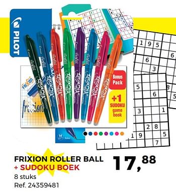 Aanbiedingen Frixion roller ball + sudoku boek - Pilot - Geldig van 01/08/2017 tot 12/09/2017 bij Supra Bazar