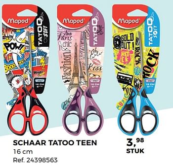 Aanbiedingen Schaar tatoo teen - Maped - Geldig van 01/08/2017 tot 12/09/2017 bij Supra Bazar