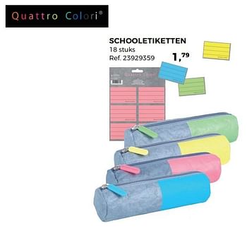 Aanbiedingen Schooletiketten - Quattro Colori - Geldig van 01/08/2017 tot 12/09/2017 bij Supra Bazar