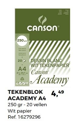 Aanbiedingen Tekenblok academy a4 - Canson - Geldig van 01/08/2017 tot 12/09/2017 bij Supra Bazar