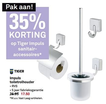 Aanbiedingen Impuls toiletrolhouder - Tiger - Geldig van 24/07/2017 tot 30/07/2017 bij Karwei