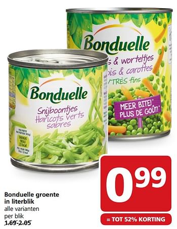 Aanbiedingen Bonduelle groente in literblik - Bonduelle - Geldig van 24/07/2017 tot 30/07/2017 bij Jan Linders