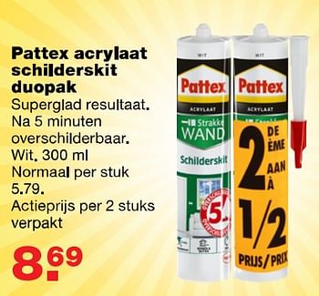Aanbiedingen Pattex acrylaat schilderskit duopak - Pattex - Geldig van 24/07/2017 tot 30/07/2017 bij Praxis