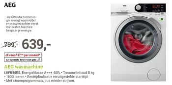 Aanbiedingen Aeg wasmachine l8fb86es - AEG - Geldig van 24/07/2017 tot 30/07/2017 bij BCC