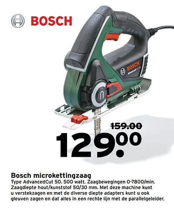 Aanbiedingen Bosch microkettingzaag advancedcut 50 - Bosch - Geldig van 24/07/2017 tot 30/07/2017 bij Gamma