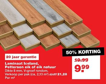 Aanbiedingen Laminaat iceland, petterson eik of eik natuur - Huismerk - Praxis - Geldig van 24/07/2017 tot 30/07/2017 bij Praxis