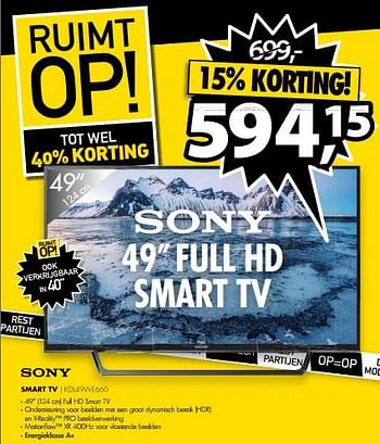 Aanbiedingen Sony smart tv kdl49we660 - Sony - Geldig van 24/07/2017 tot 30/07/2017 bij Expert
