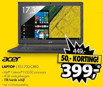 Aanbiedingen Acer laptop es1-732-c8e0 - Acer - Geldig van 24/07/2017 tot 30/07/2017 bij Expert
