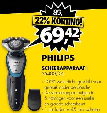 Aanbiedingen Philips scheerapparaat s5400-06 - Philips - Geldig van 24/07/2017 tot 30/07/2017 bij Expert