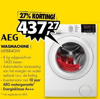 Aanbiedingen Aeg wasmachine l6fb84gw - AEG - Geldig van 24/07/2017 tot 30/07/2017 bij Expert