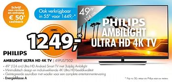 Aanbiedingen Philips ambilight ultra hd 4k tv 49pus7502 - Philips - Geldig van 24/07/2017 tot 30/07/2017 bij Expert