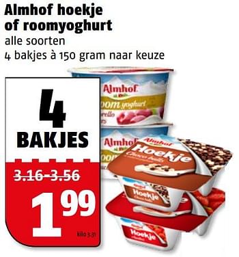 Aanbiedingen Almhof hoekje of roomyoghurt - Almhof - Geldig van 24/07/2017 tot 30/07/2017 bij Poiesz