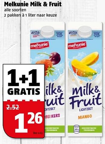 Aanbiedingen Melkunie milk + fruit - Melkunie - Geldig van 24/07/2017 tot 30/07/2017 bij Poiesz