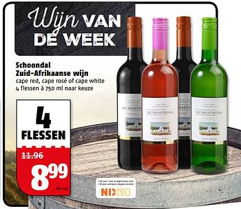 Aanbiedingen Schoondal zuid-afrikaanse wijn - Rode wijnen - Geldig van 24/07/2017 tot 30/07/2017 bij Poiesz