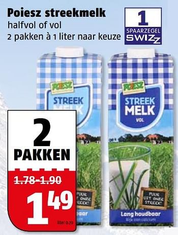 Aanbiedingen Poiesz streekmelk halfvol of vol - Huismerk Poiesz - Geldig van 24/07/2017 tot 30/07/2017 bij Poiesz