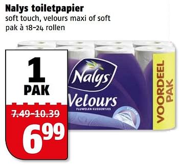 Aanbiedingen Nalys toiletpapier soft touch, velours maxi of soft - Nalys - Geldig van 24/07/2017 tot 30/07/2017 bij Poiesz