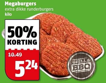Aanbiedingen Megaburgers extra dikke runderburgers - Huismerk Poiesz - Geldig van 24/07/2017 tot 30/07/2017 bij Poiesz