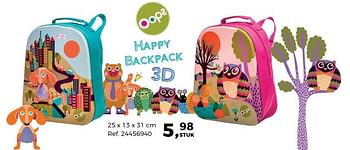 Aanbiedingen Happy backpack - Oops - Geldig van 01/08/2017 tot 12/09/2017 bij Supra Bazar