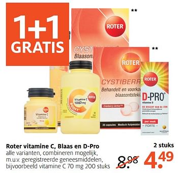 Aanbiedingen Roter vitamine c, blaas en d-pro - Roter - Geldig van 24/07/2017 tot 30/07/2017 bij Etos