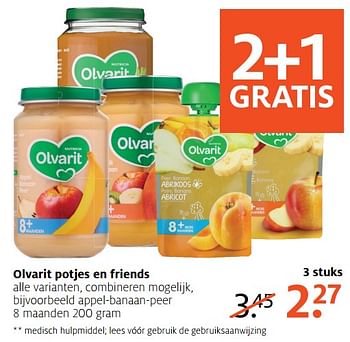 Aanbiedingen Olvarit potjes en friends - Olvarit - Geldig van 24/07/2017 tot 30/07/2017 bij Etos