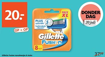 Aanbiedingen Gillette fusion navulmesjes - Gillette - Geldig van 24/07/2017 tot 30/07/2017 bij Etos
