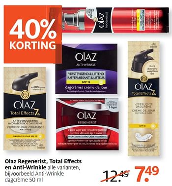 Aanbiedingen Olaz regenerist, total effects en anti-wrinkle - Olaz - Geldig van 24/07/2017 tot 30/07/2017 bij Etos