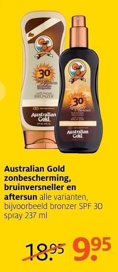 Aanbiedingen Australian gold zonbescherming, bruinversneller en aftersun - Australian - Geldig van 24/07/2017 tot 30/07/2017 bij Etos