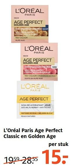 Aanbiedingen L`oréal paris age perfect classic en golden age - L'Oreal Paris - Geldig van 24/07/2017 tot 30/07/2017 bij Etos