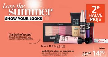 Aanbiedingen Maybelline lip-, teint- en oog make-up - Maybelline - Geldig van 24/07/2017 tot 30/07/2017 bij Etos
