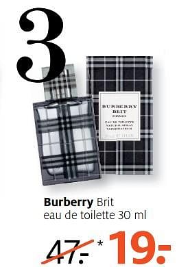 Aanbiedingen Burberry brit eau de toilette - Burberry Brit - Geldig van 24/07/2017 tot 30/07/2017 bij Etos
