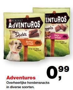Aanbiedingen Adventuros overheerlijke hondensnacks in diverse soorten - Purina - Geldig van 24/07/2017 tot 06/08/2017 bij Jumper