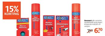 Aanbiedingen Roxasect alle varianten, bijvoorbeeld spray tegen kruipende insecten en wespen - Roxasect - Geldig van 24/07/2017 tot 30/07/2017 bij Etos