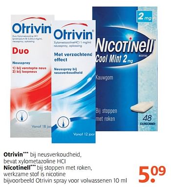 Aanbiedingen Otrivin nicotinell - nicotinell - Geldig van 24/07/2017 tot 30/07/2017 bij Etos
