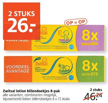 Aanbiedingen Zwitsal lotion billendoekjes - Zwitsal - Geldig van 24/07/2017 tot 30/07/2017 bij Etos